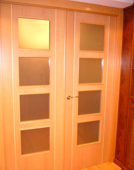 puerta madera y cristal salón